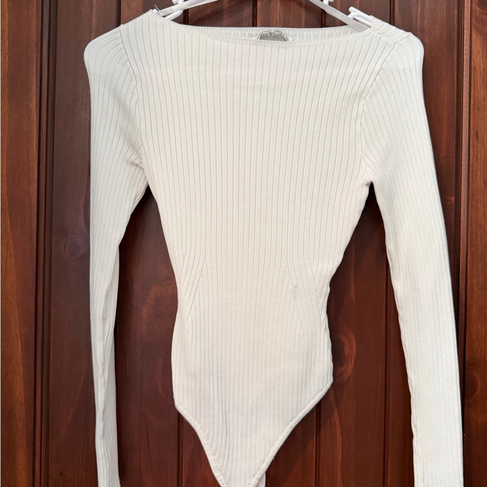 Abercrombie & Fitch Cream Ribbed Bodysuit